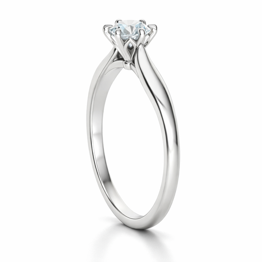 Anello Solitario 0,50 ct – Diamante Naturale in Oro Bianco 18kt