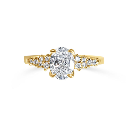 Anello Solitario Vintage – Diamante Naturale Ovale 0,91 ct in Oro Giallo 18kt