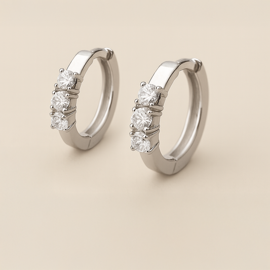 Orecchini Trilogy in argento 925 - cerchietti a scattino, made in Italy