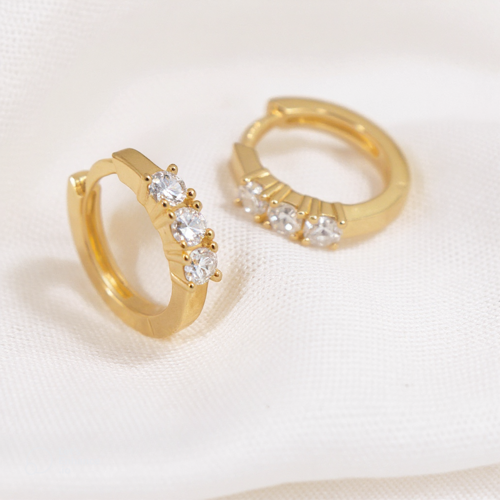 Orecchini Trilogy in argento 925 - cerchietti a scattino, made in Italy