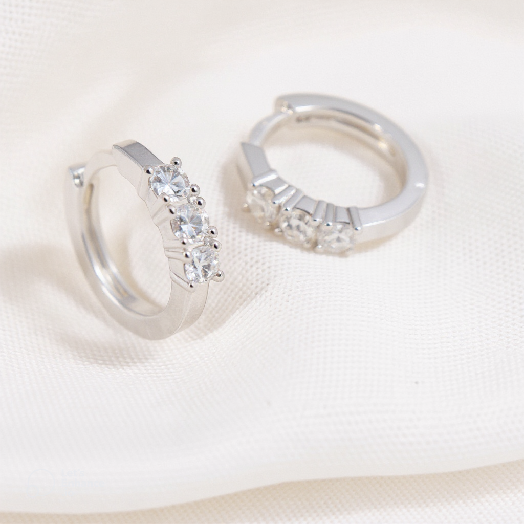 Orecchini Trilogy in argento 925 - cerchietti a scattino, made in Italy