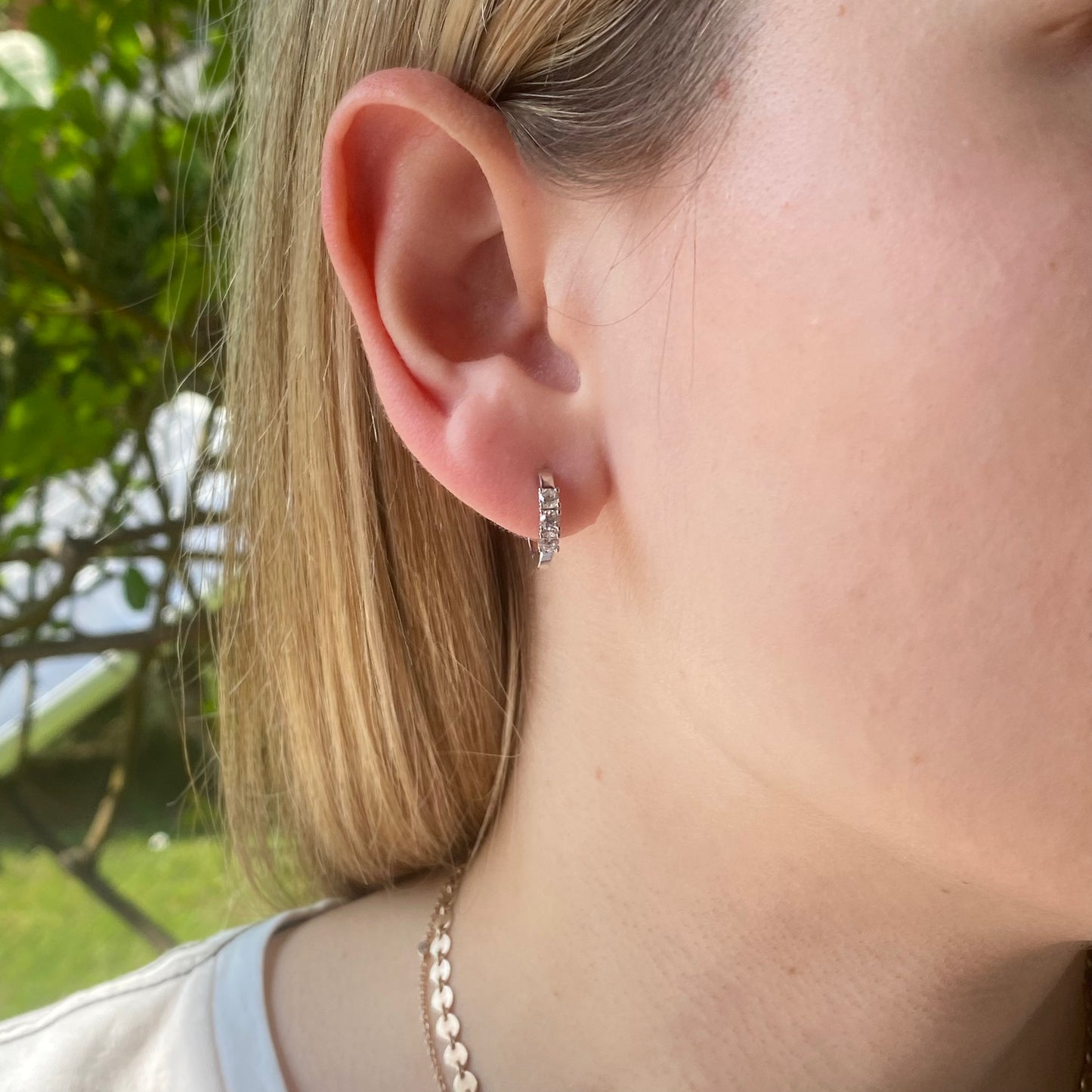 Trilogy Ohrstecker mit weißen Zirkonia - 925 Silber