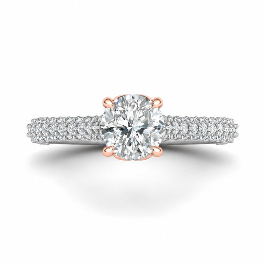 Anello Solitario Eternity Pavé – Diamante Naturale 1ct in Oro Bianco e Rosa 18kt