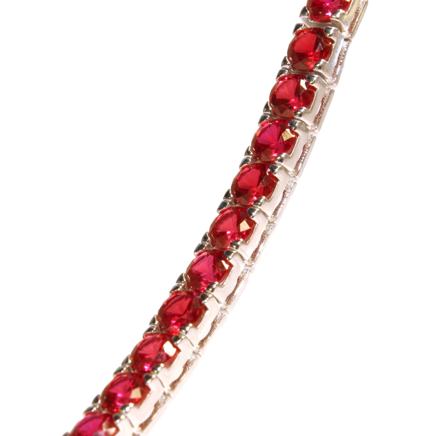 Bracciale Tennis Artigianale in Argento 925 - Pietre Rosse