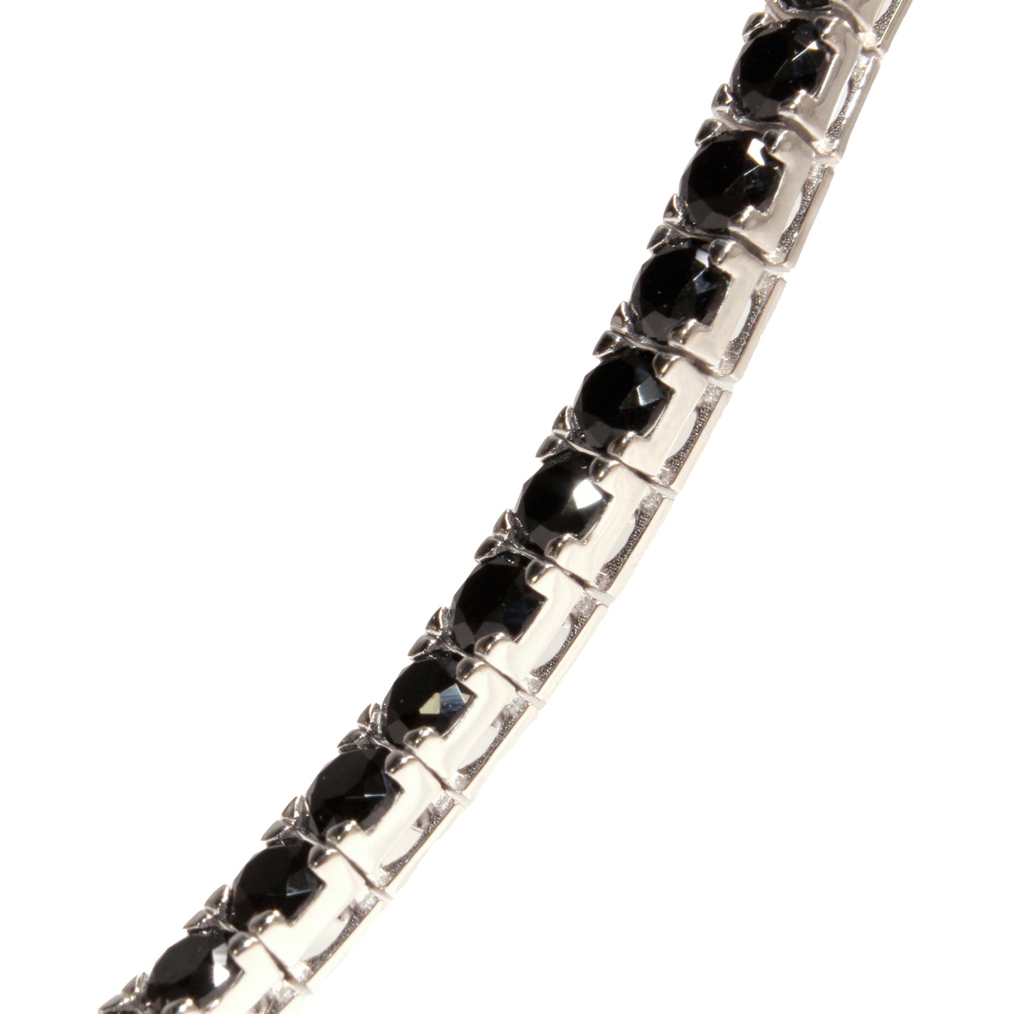 Bracciale Tennis Artigianale in Argento 925 - Pietre Nere