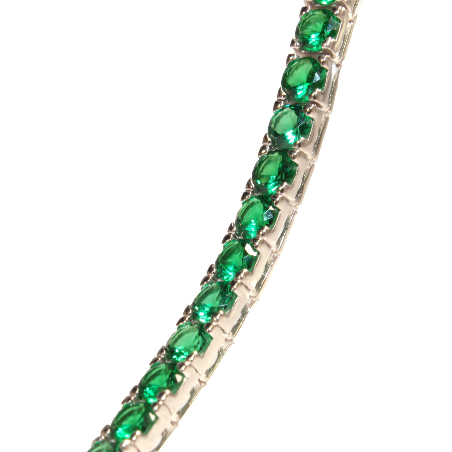 Bracciale Tennis Artigianale in Argento 925 - Pietre Verdi