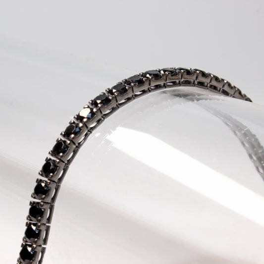 Bracciale Tennis Artigianale in Argento 925 - Pietre Nere