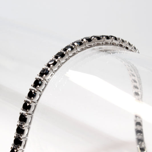 Bracciale Tennis Artigianale in Argento 925 - Pietre Nere