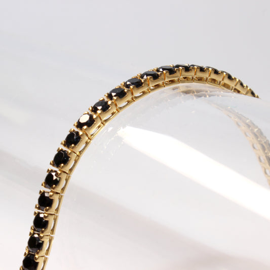 Bracciale Tennis Artigianale in Argento 925 - Pietre Nere