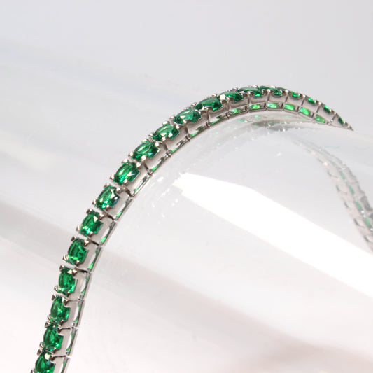Bracciale Tennis Artigianale in Argento 925 - Pietre Verdi