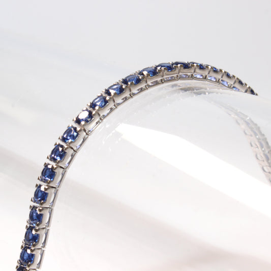 Bracciale Tennis Artigianale in Argento 925 - Pietre Blu