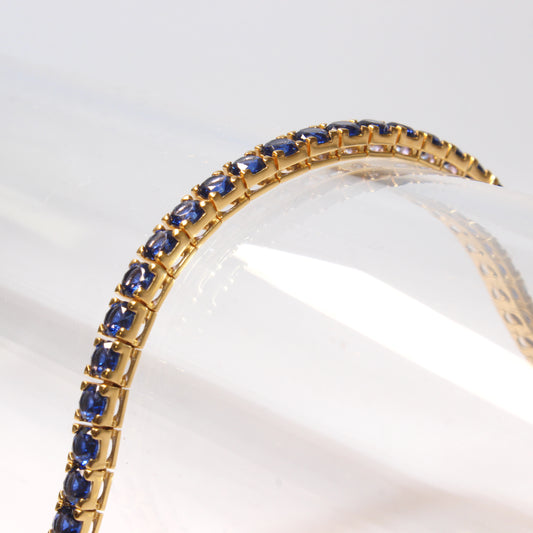 Bracciale Tennis Artigianale in Argento 925 - Pietre Blu