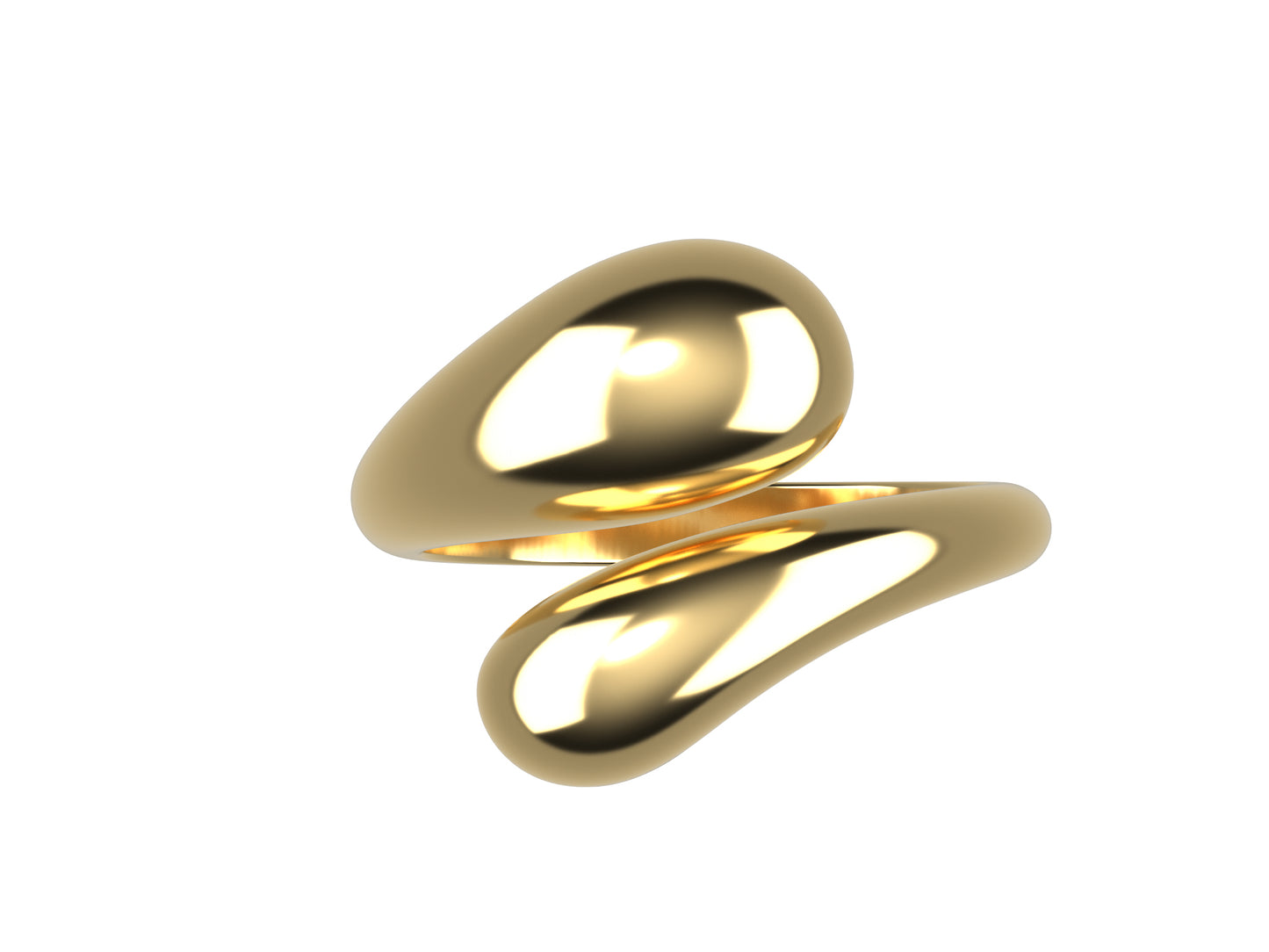 Anello Drops “Gocce Contrarie” in Argento Placcato Oro