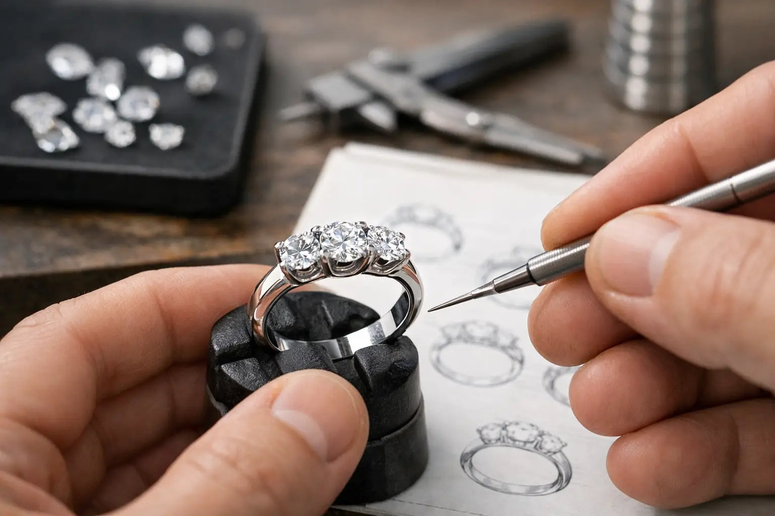 Come personalizzare un anello trilogy su misura