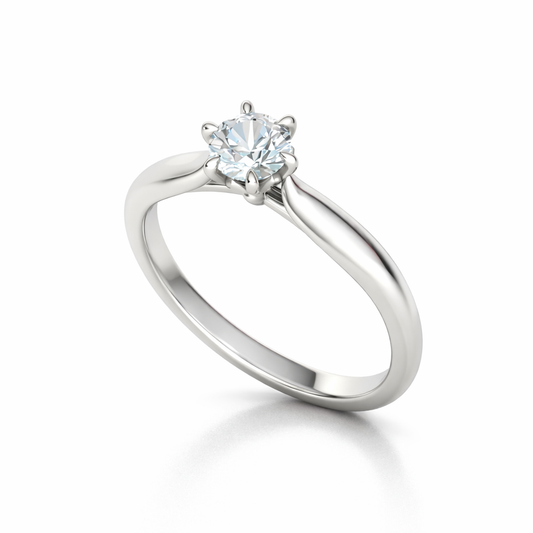 Anello Solitario 0,50 ct – Diamante Naturale in Oro Bianco 18kt