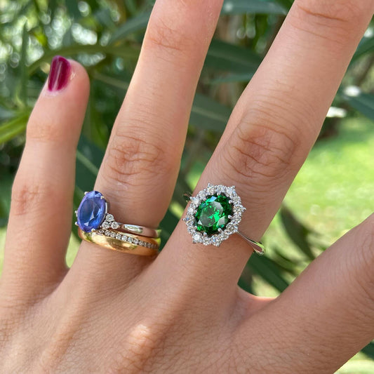 Anello Regina Smeraldo Verde - Argento 925 con Zirconi