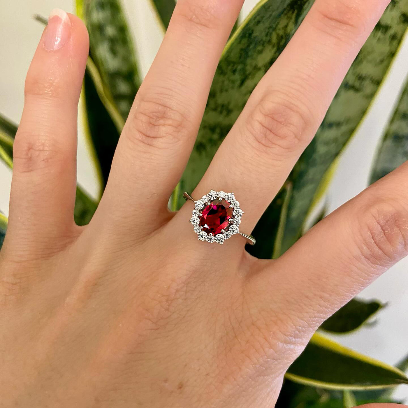 Queen Red Ruby Ring - 925 Silver with Zircons