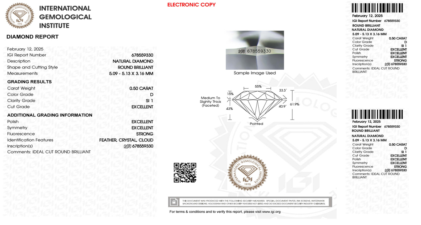 Anello Solitario 0,50 ct – Diamante Naturale in Oro Bianco 18kt