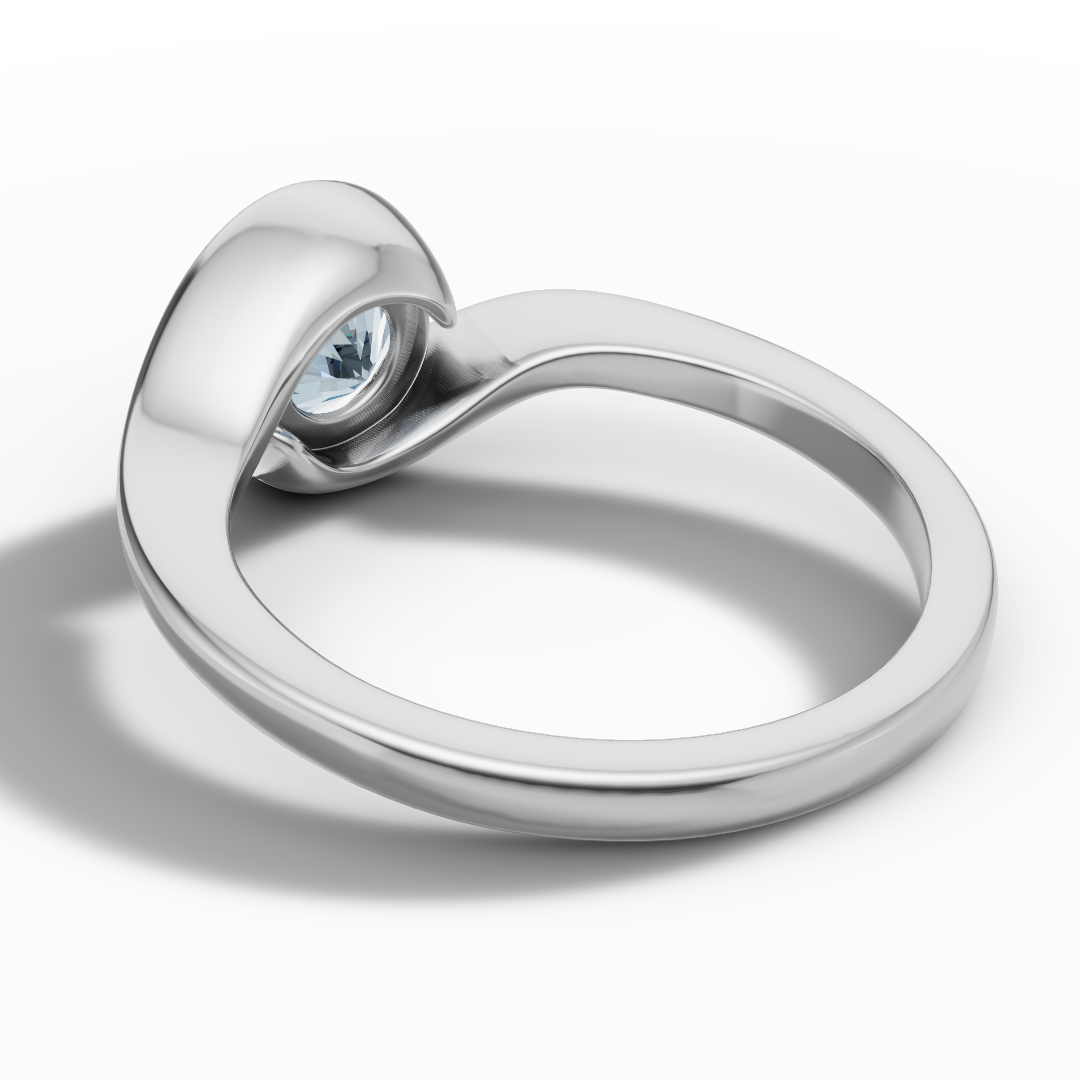 Anello Solitario Onde - Diamante Naturale 1ct in Oro Bianco 18kt