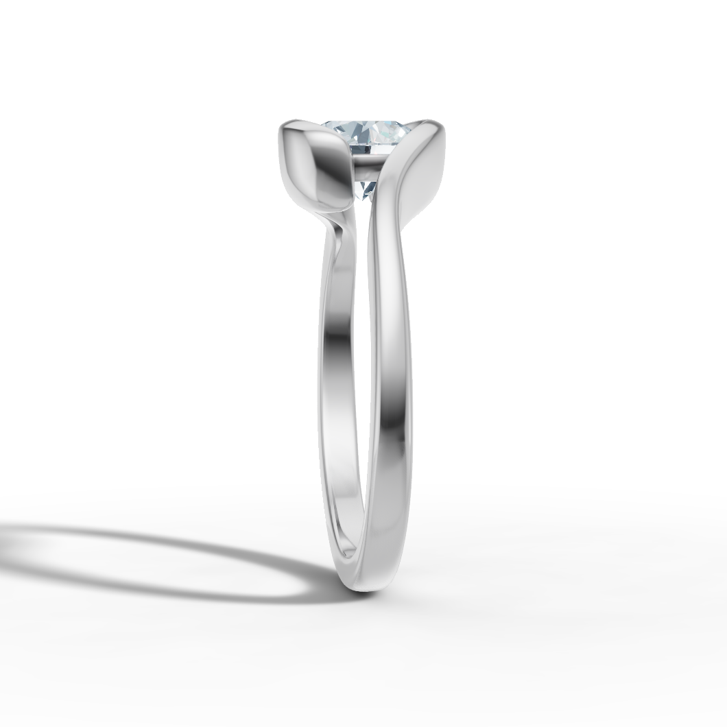 Anello Solitario Onde - Diamante Naturale 1ct in Oro Bianco 18kt