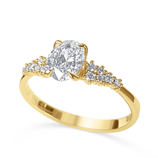Anello Solitario Vintage – Diamante Naturale Ovale 0,91 ct in Oro Giallo 18kt