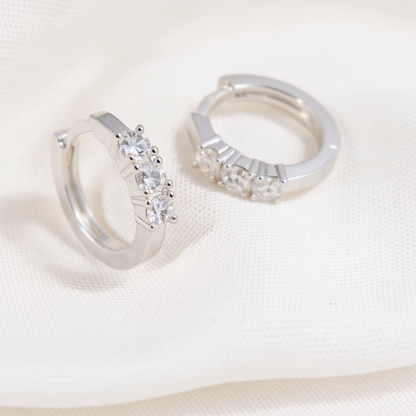 Orecchini Trilogy in argento 925 - cerchietti a scattino, made in Italy