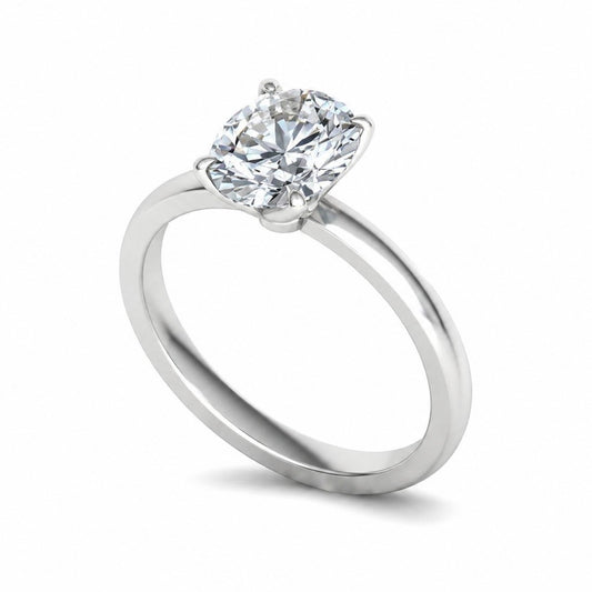 Anello Solitario Ovale 1,70 ct – Diamante Naturale in Oro Bianco 18kt