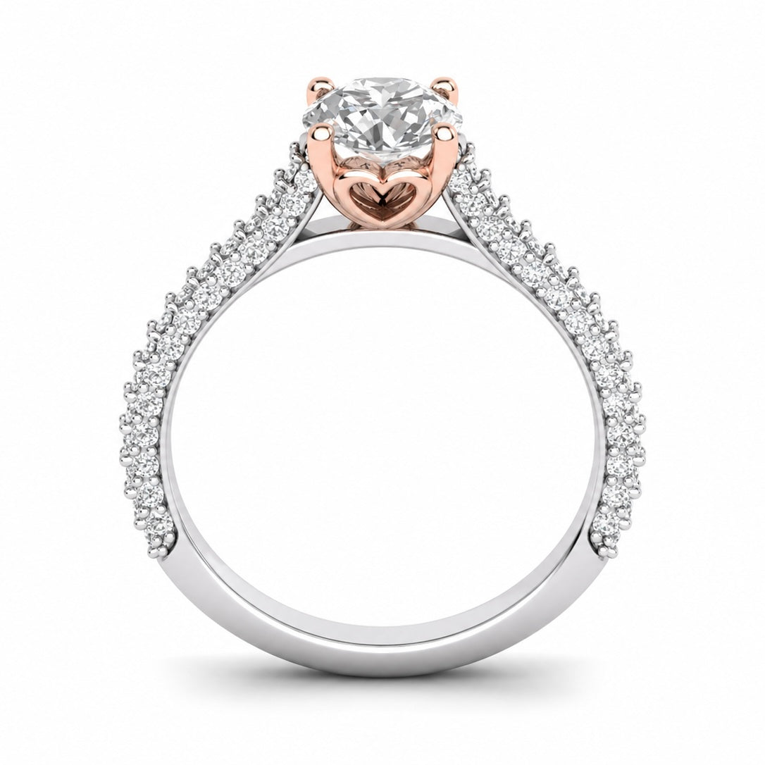 Anello Solitario Eternity Pavé – Diamante Naturale 1ct in Oro Bianco e Rosa 18kt