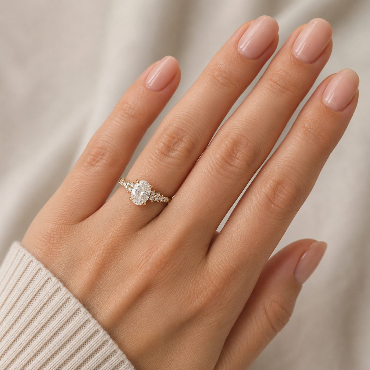 Anello Solitario Vintage – Diamante Naturale Ovale 0,91 ct in Oro Giallo 18kt