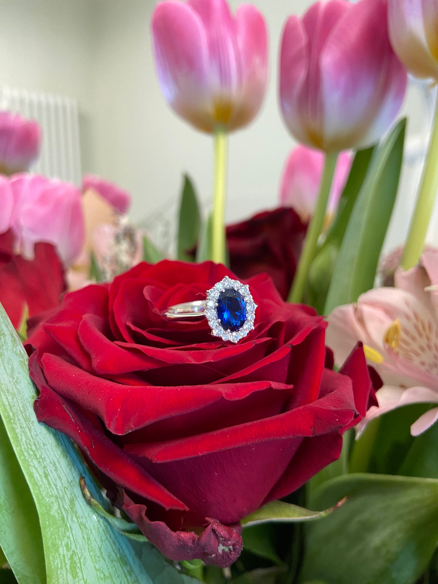 Anello Regina Zaffiro Blu - Argento 925 con Zirconi