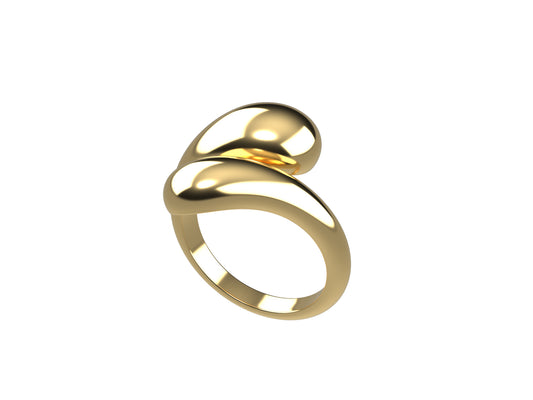 Anello Drops “Gocce Contrarie” in Argento Placcato Oro