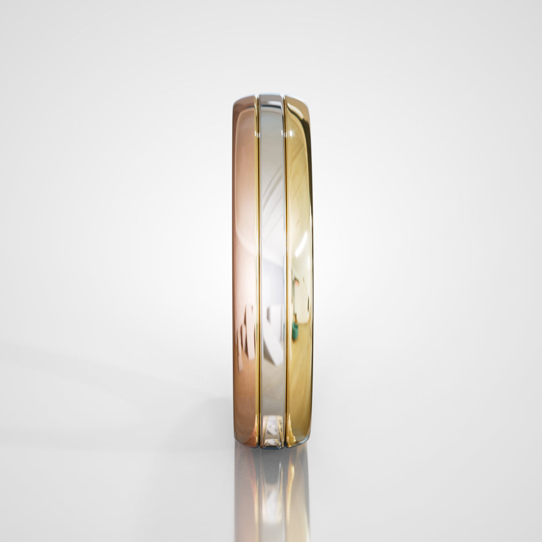 Fede nuziale in Oro tricolore - Modello Milano con interno comfort