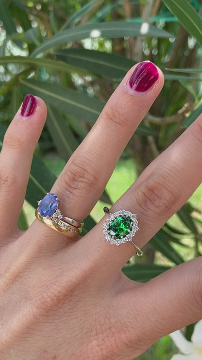 Anello Regina Smeraldo Verde - Argento 925 con Zirconi
