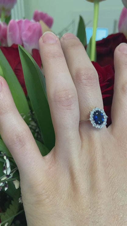 Anello Regina Zaffiro Blu - Argento 925 con Zirconi